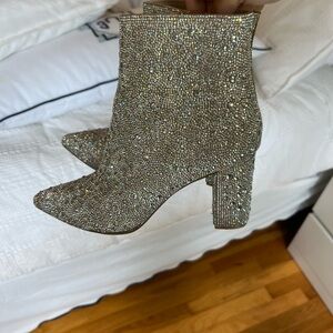 Betsey Johnson Silver Glitter Ankle Booties